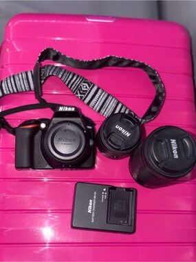 Nikon Black D3500 Camera with Two Nikon Lenses and Charger